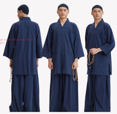 New Cotton Shaolin Monk Robes Kung fu Uniform Buddhist Meditation Tai chi Suit