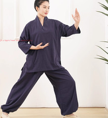 Women Men Meditation Monk uniform Chinese Style Lay Zen Kung Fu Tai Chi Suits