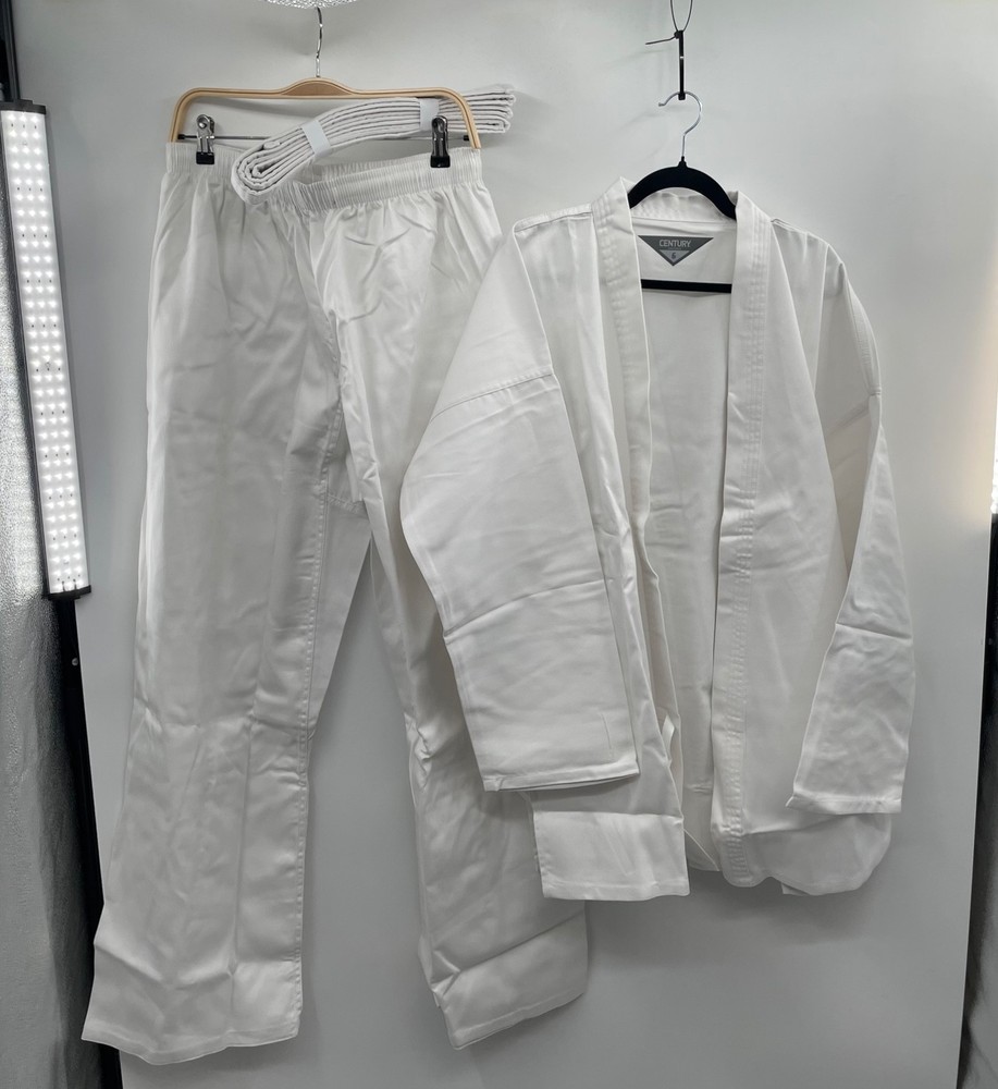 Century Karate Student Uniform Gi Adult XL 6 White Open Front Drawstring Waist