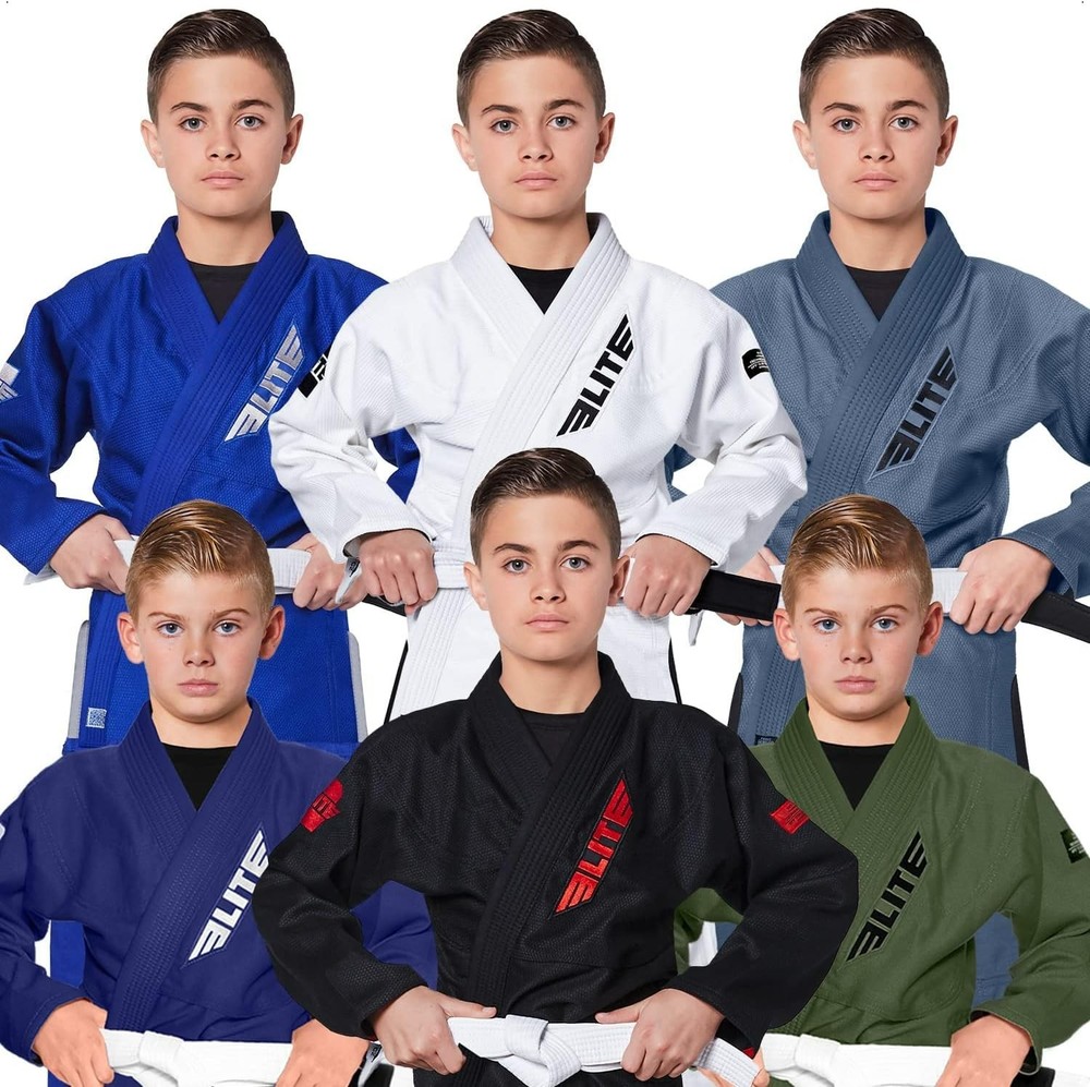Elite Sports Kids Brazilian Jiu Jitsu Gi Size C2 Blue Preshrunk Fabric Free Belt