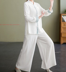 Women Tai Chi Suit Kung Fu Morning Exercise Uniform Cotton line martial arts Set