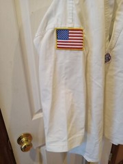 Swift Taekwondo Martial Arts White Top Only Rising Sun Patches Adult Size 3 USED
