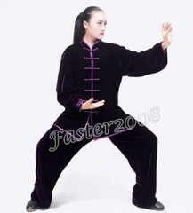 Chinese Velvet Wushu Kung Fu Taichi Uniform Martial Art Clothes Set Wing Chun