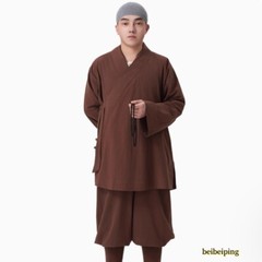 Buddhist Monk Linen Clothes Full Set Kung Fu Suit Meditation Uniforms Summer