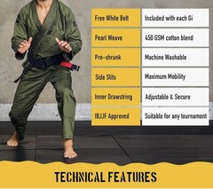 Kimono Jiu Jitsu. Elite. BJJ GI for Men IBJJF. New. Preshrunk w belt