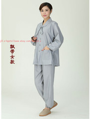 Women’s Suits Buddhist Monk Religion Clothing Sets Lay Shirt+Pants Uniforms Set