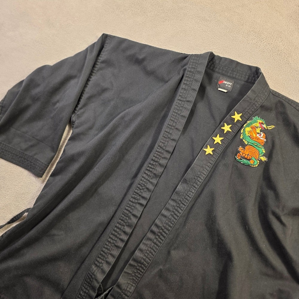 Swift Karate Gi Top Unisex 4 Black Dragon Tiger Patch Streetwear Skater Grunge