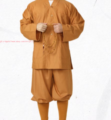 High Quality Casual Suits Buddhist Monk Religion Sets V-Neck Shirt+Pant Uniform