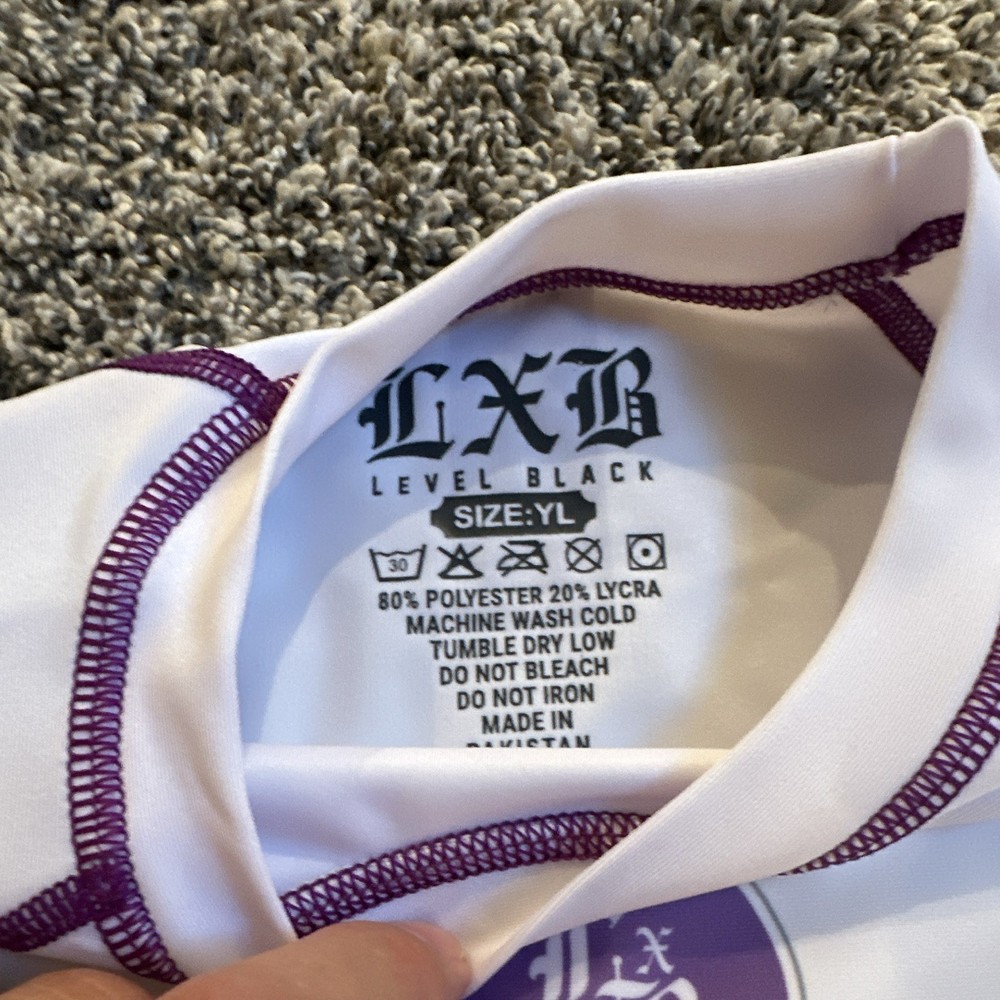 LXB Level Black unisex Jiu Jitsu kit Youth Large White/Purple