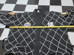 Vintage Taekwondo Jacket Black Belt Korea USA Patches Martial Arts Uniform