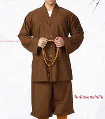 High Quality Casual Suits Buddhist Monk Religion Sets V-Neck Shirt+Pant Uniform