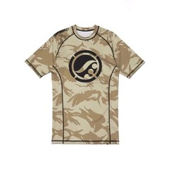 Shoyoroll Tan Camo Training Rash Guard SS & Fitted Shorts BJJ Gi Competitor Set