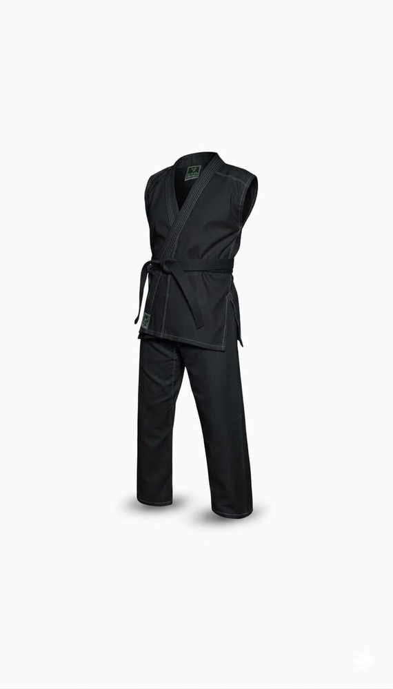 Sleeveless black Karate Gi | Lightweight Martial Arts Uniform | With Free belt