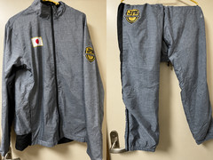 ASICS Japan Wrestling Team Tracksuit Jacket Pants Set 3XL Gray Training Suit JPN