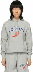 New Women’s Noah Wing Foot Embroidered Hoodie Heather Grey Size S
