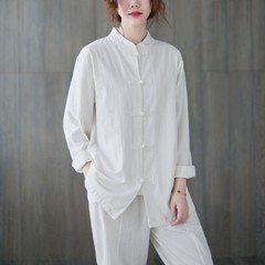 Women’s Retro Linen Shirts Pants Tai Chi Sets Blouse Martial Arts Kung Fu Suits