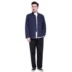 2PCS Mens Traditional Chinese Tang Suit Coat Pants Kung Fu Wingchun Uniform Hot