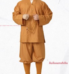 High Quality Casual Suits Buddhist Monk Religion Sets V-Neck Shirt+Pant Uniform