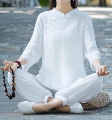 New Women Tai Chi Top+pant Martial Arts Kung Fu Yoga Uniform Cotton Linen Sports