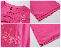 Womens Martial Arts Tai Chi Uniform Loose Kung Fu Suit Sets Flower Embroidery