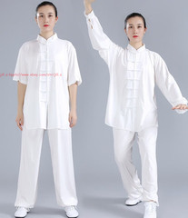 Spring Unisex Milk Silk Chinese Tai Chi Suit Morning Exercise Kung Fu Uniforms