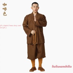 High Quality Casual Suits Buddhist Monk Religion Sets V-Neck Shirt+Pant Uniform