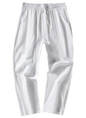 FANARCHER Men’s Lightweight Cotton Linen Pants Casual Trousers Medium White
