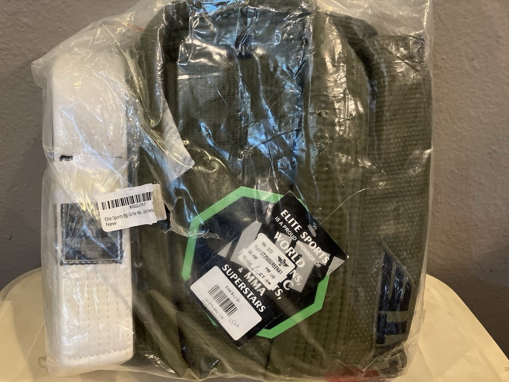 Elite Sports BJJ Gi Size A1 Olive Green Brazilian Jiu Jitsu Uniform White Belt