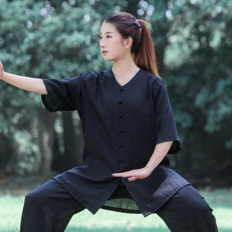 Short Sleeve Kung Fu Shirts Wing Chun Sport Tops Martial Arts Taichi Uniform