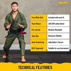 Elite Sports BJJ GI for Men IBJJF Kimono BJJ Jiu Jitsu GI W/Preshrunk Fabric …