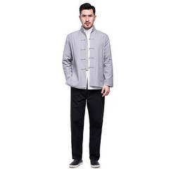 2PCS Mens Traditional Chinese Tang Suit Coat Pants Kung Fu Wingchun Uniform Hot