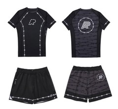 Barrier Albino And Preto Rash Guard SS & Short Set Kimono Bjj Compression MMA