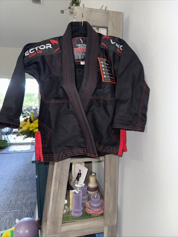 Vector Sports Gear Attila Black Brazilian Jiu Jitsu Gi Top Pants Set K1 No Belt