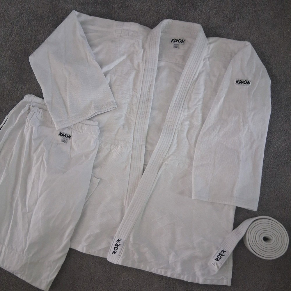 KWON White Judo Jiu-Jitsu Gi Uniform Set – Size 5 Thick Heavyweight 3-Piece