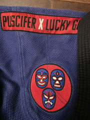 LUCKY Gi – PUSCIFER Jiu jitsu BJJ Kimono, Size A0 Fits like A1. Vintage RARE!