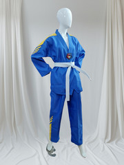 Martial Arts Uniform – Diamond Blue w/ Gold Stripe | Karate, Taekwondo, MMA