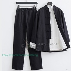3 Pieces Cotton Tang Suit New Tai Chi Uniform Wing Chun Kung Fu Jacket and Pants