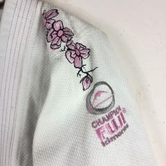 Fuji Champion Kimono W1 Jiu-Jitsu Gi Jacket Embroidered Cherry Blossom Cancer