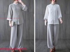 Women’s Cotton Linen Shirts +Pants Tai Chi Sets Blouse Arts Kung Fu Su Uniforms