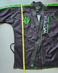 Martial Arts Gi Set Jacket & Pants Size 3 Black/Green Jui Jitsu, Karate Uniform