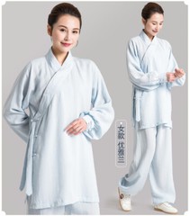 Oblique Chinese Traditional Tai Chi Uniforms Kung Fu Wu Shu Robe Unisex 12