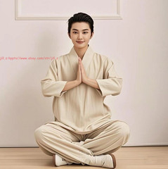 Women Men Meditation Monk uniform Chinese Style Lay Zen Kung Fu Tai Chi Suits