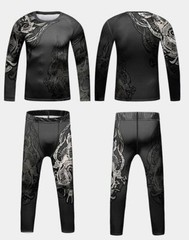 Kids Brazilian Jiu-Jitsu BJJ MMA Rashguard Shorts Set Anime Fighter DBZ