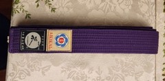 Black Kimono Robe Short/with Purple Aikikai Martial Arts Belt. Sz 1