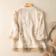 New Seven-quarter-sleeved Cotton and Linen Large-size Loose Shirt Shirt