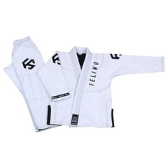 Felino White Kid Premium BJJ Gi Uniform Pearl Weave Brazilian Jiu Jitsu Kimono
