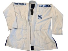SANABUL ESSENTIAL BJJ Mens Jiu Jitsu Gi COAT ONLY Lightweight Size A4 White/Blue