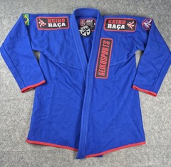 Keiko Raca Brazilian Jiu Jitsu Blue Gi Top Kimono Size 4 BJJ Gold Heavy NEW