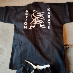 Black Pro force Karate Uniform Shark Action Karate Logo Size 4