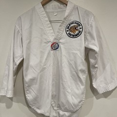VINTAGE Tiger Claw Taekwondo Dobok Top Martial Arts White V-Neck Streetwear Judo